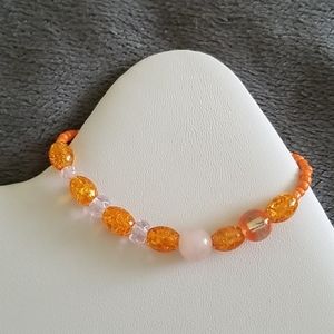Elastic Orange Beaded Bracelet